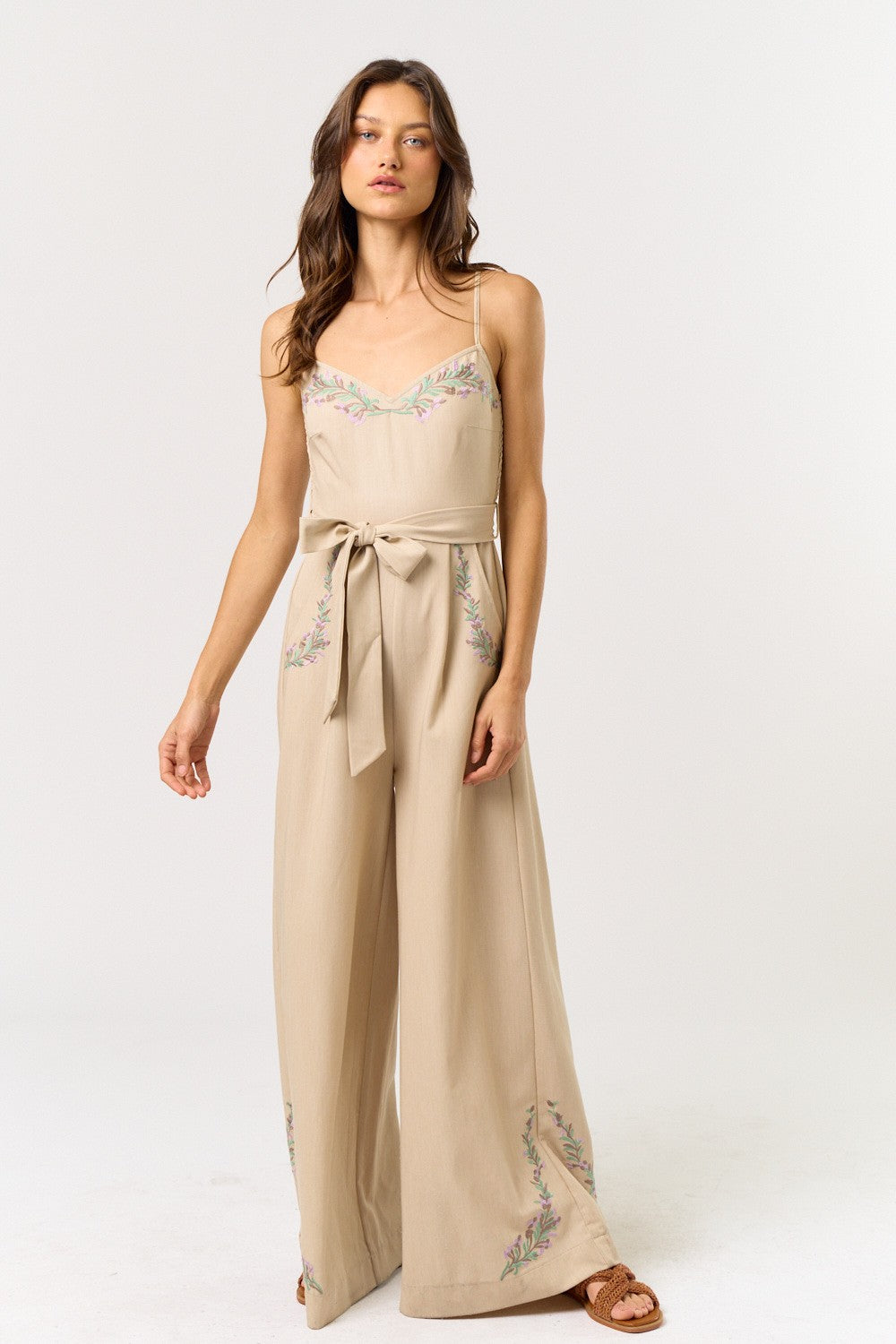 Capri Embroidered Floral Jumpsuit