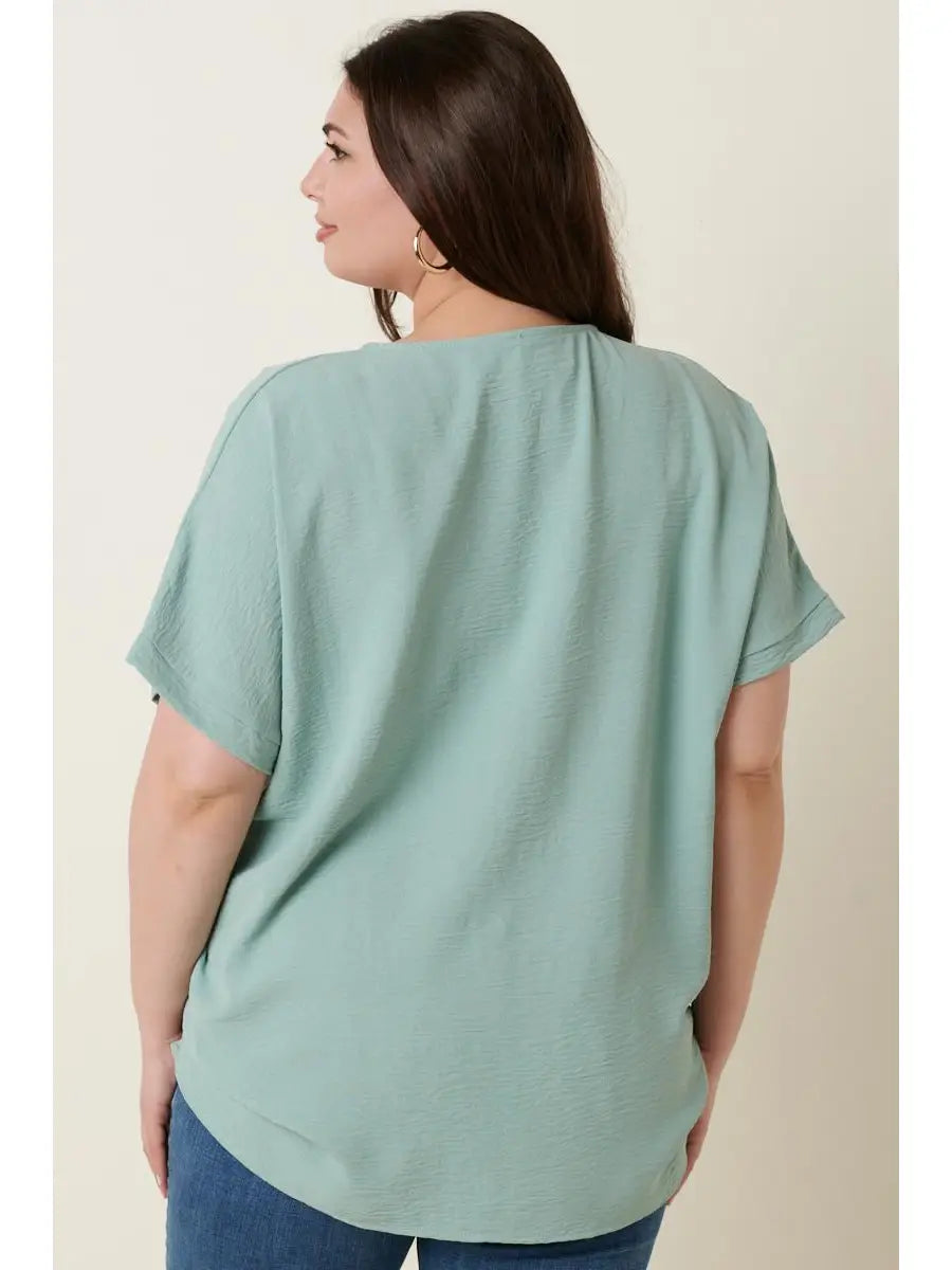 Naomi Dolman Sleeve Woven Top- Plus