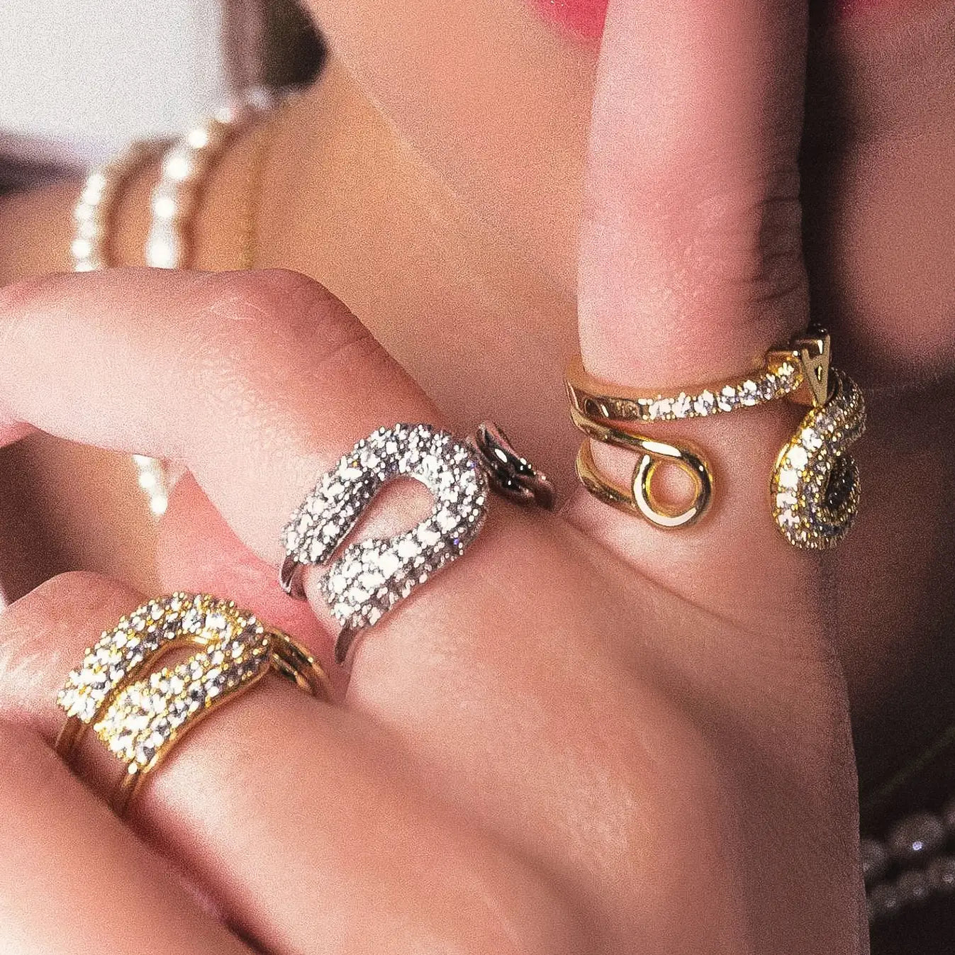 Non-Tarnish Rhinestone Safety Pin Ring