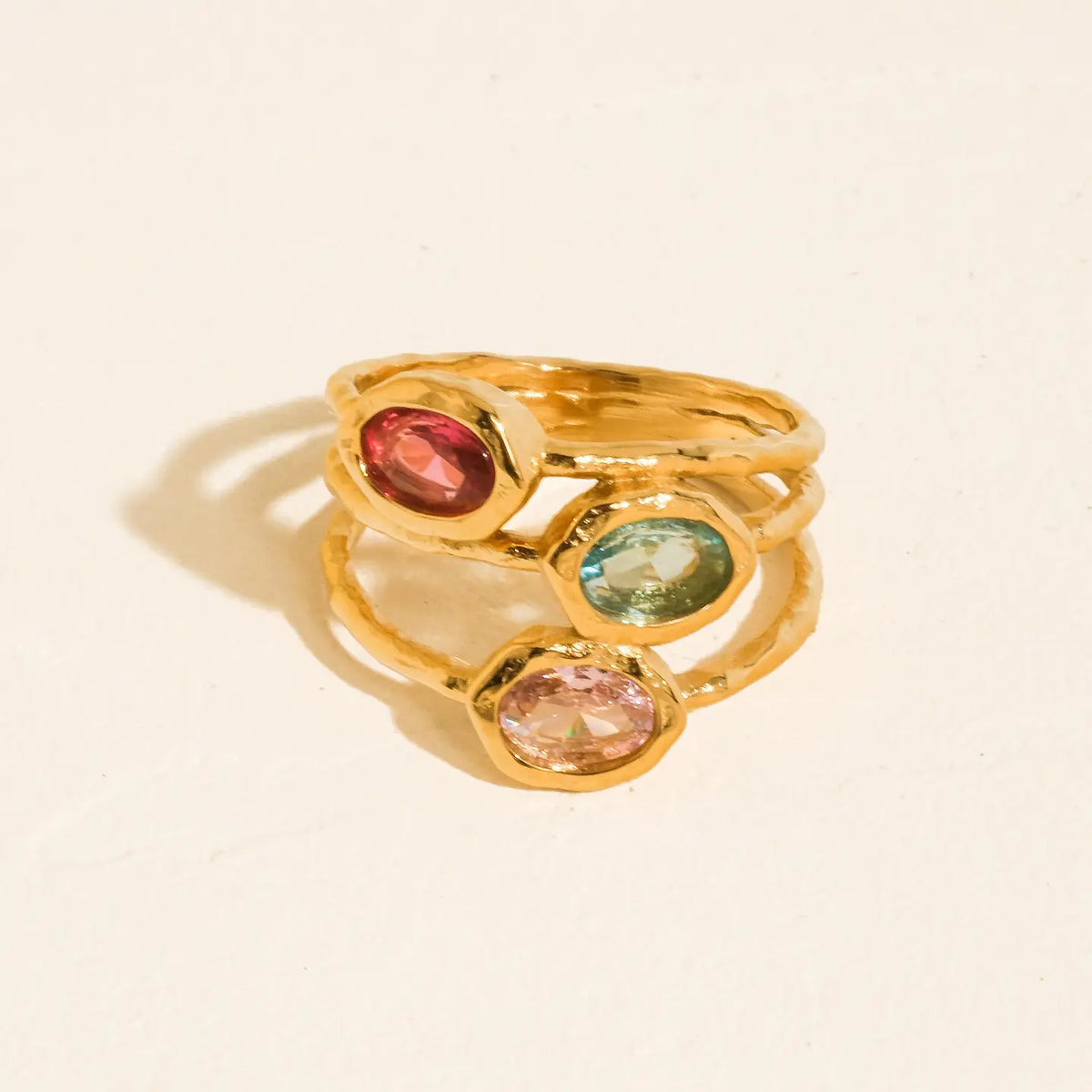 18K Gold Non-Tarnish Vintage Gemstone Ring