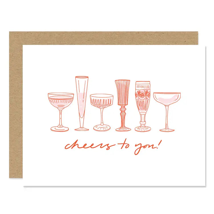 Vintage Champagne Glasses "Cheers To You!" Card