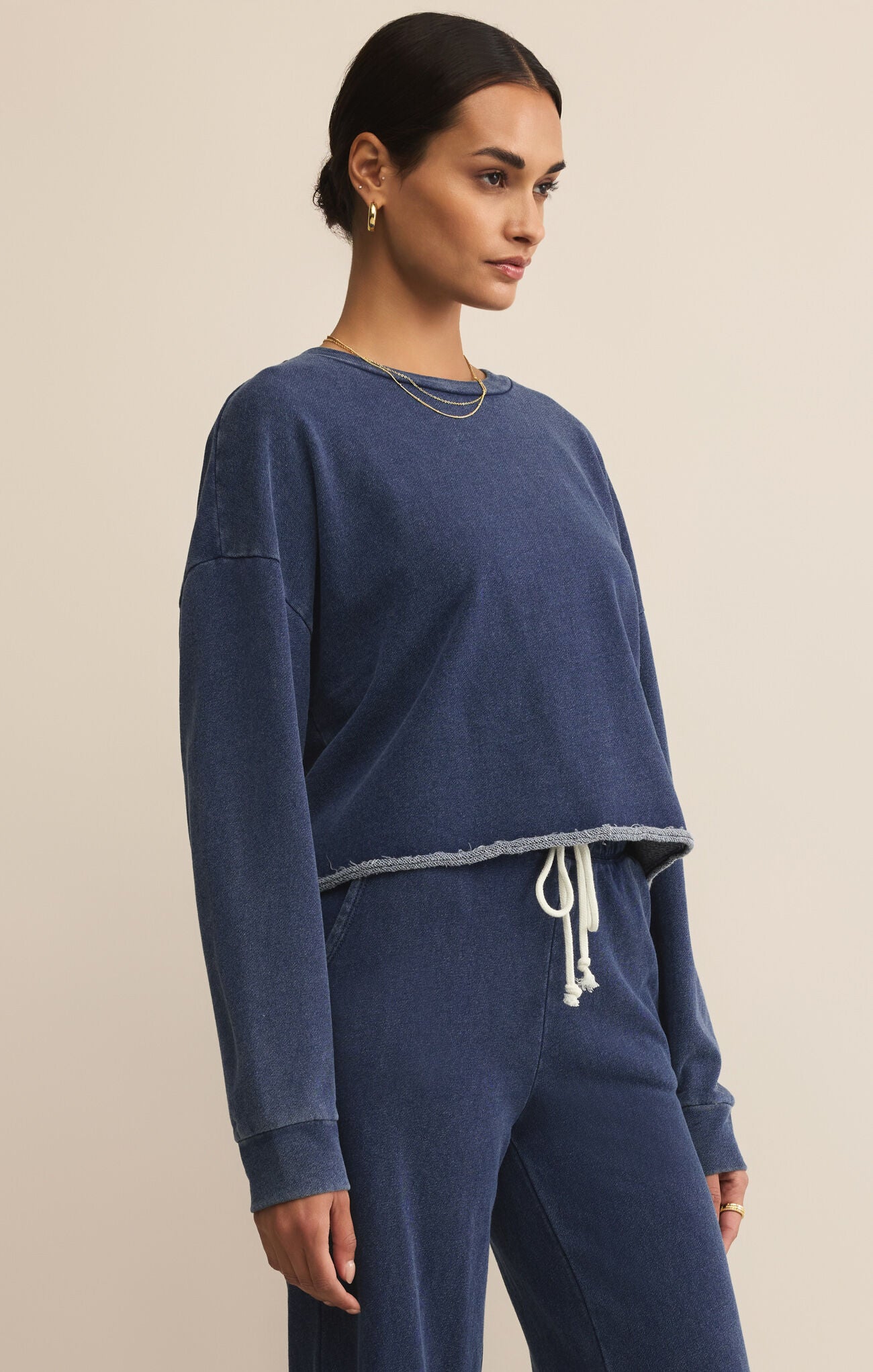 Marjorie Knit Denim Sweatshirt