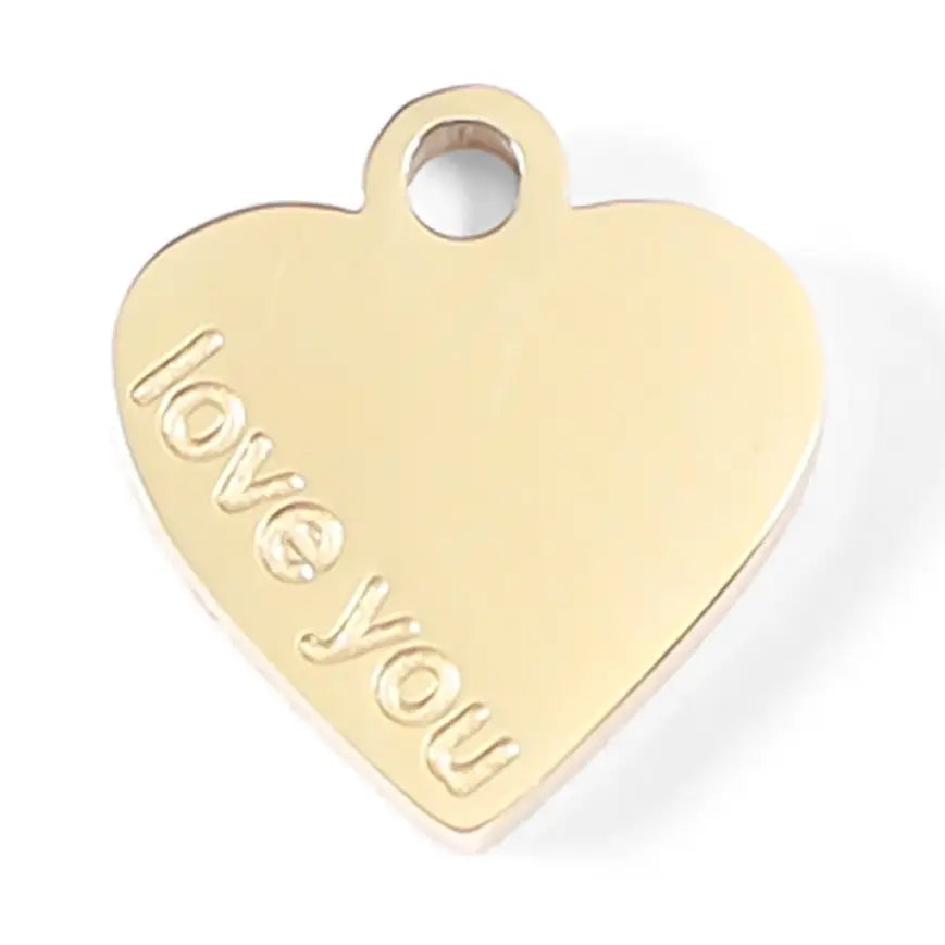 18K Gold Love You Heart Charm