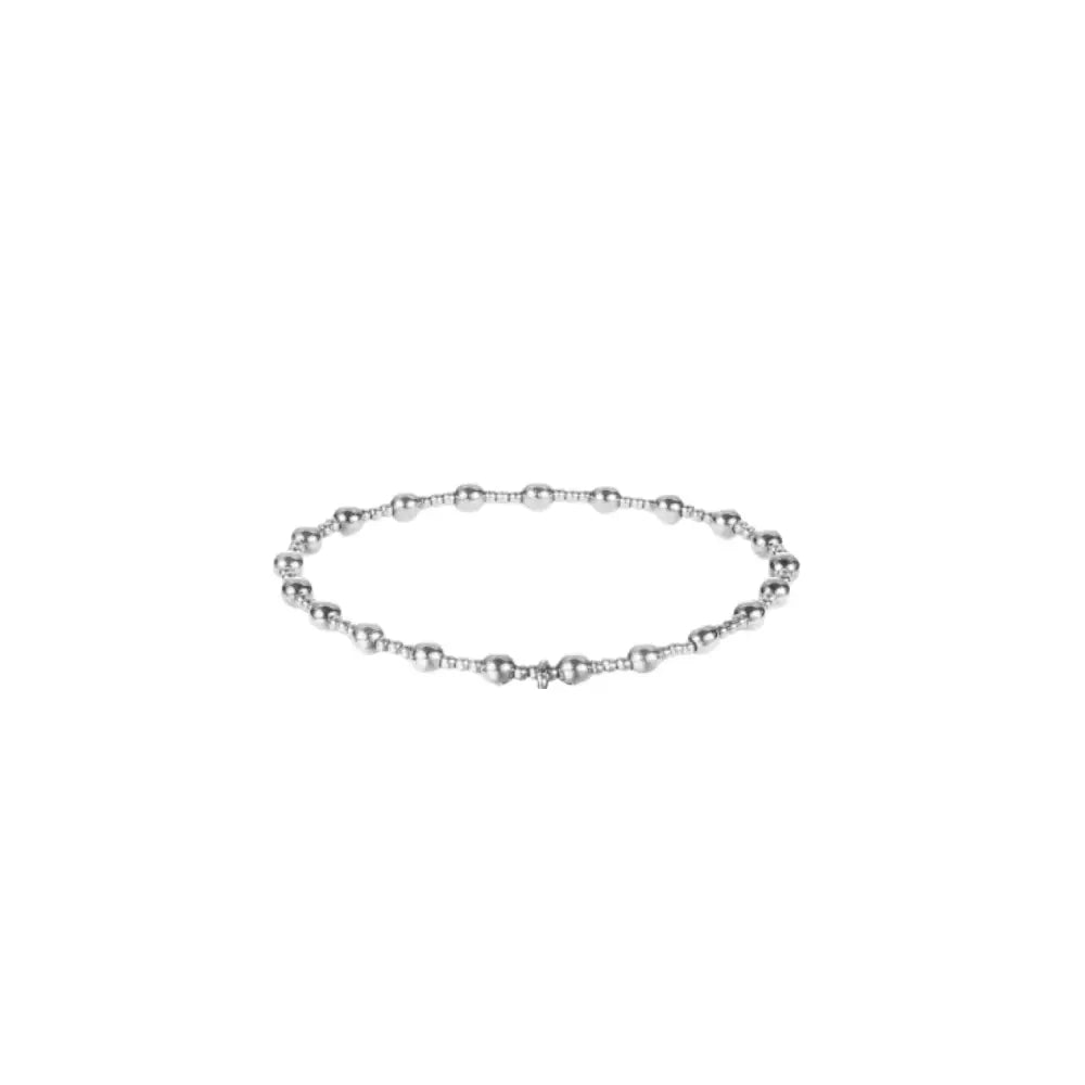 Silver Multi Size Bead Stretch Stackable Bracelet