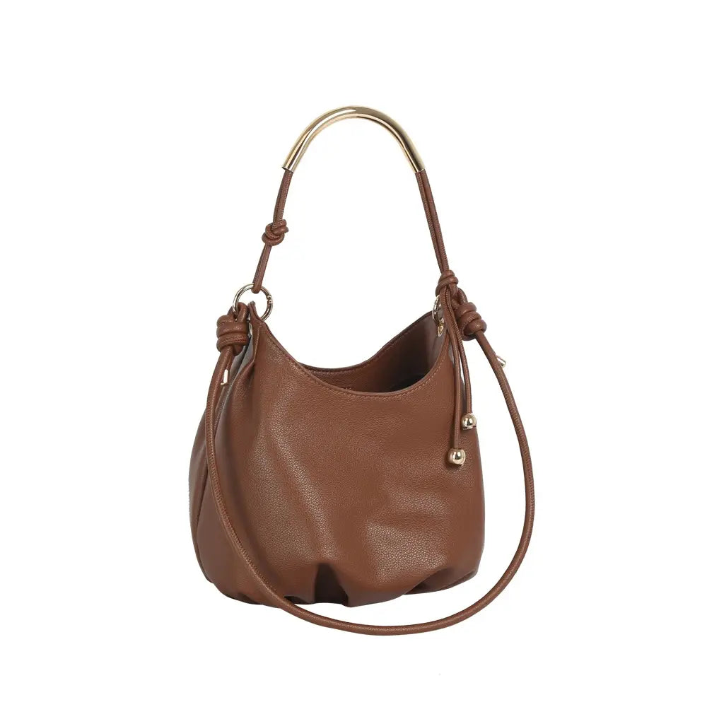 Slouchy Bucket Bag with Curved Bar Handle