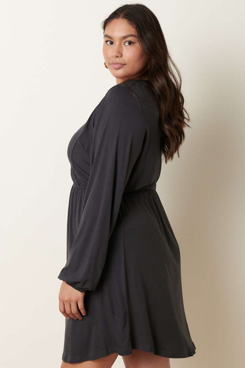 Daphne Knit Dolman Sleeve Swing Dress- Plus
