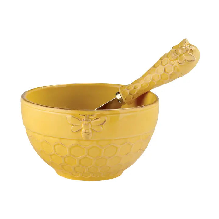 Bee Honeycomb Bowl & Spreader Set