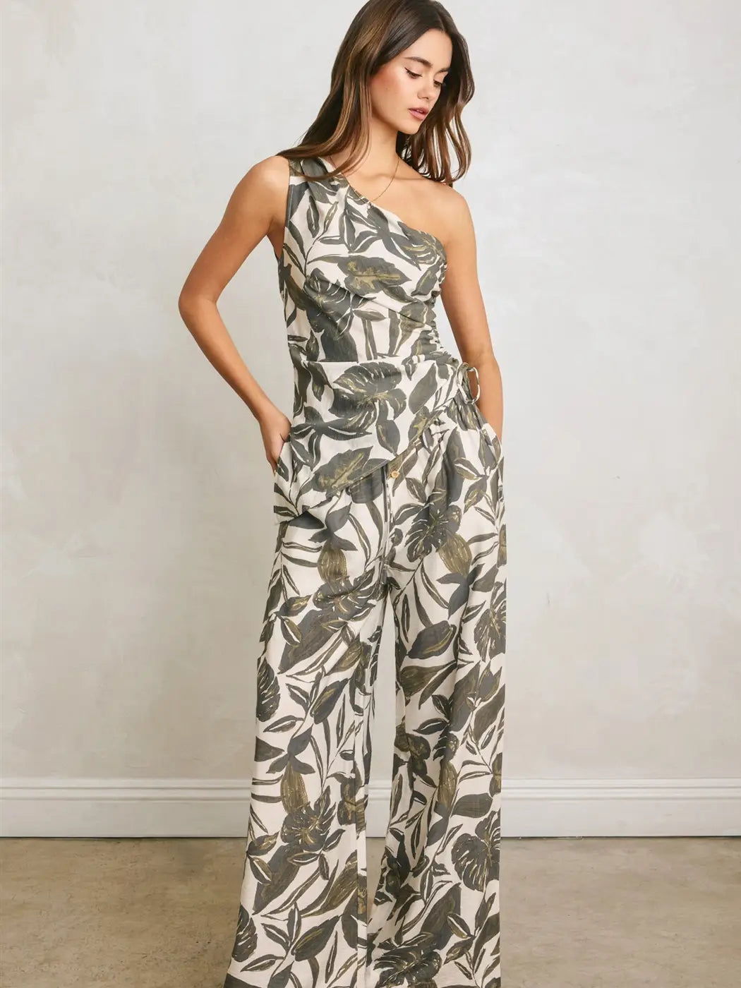 Cora Palms One Shoulder Ruched Top