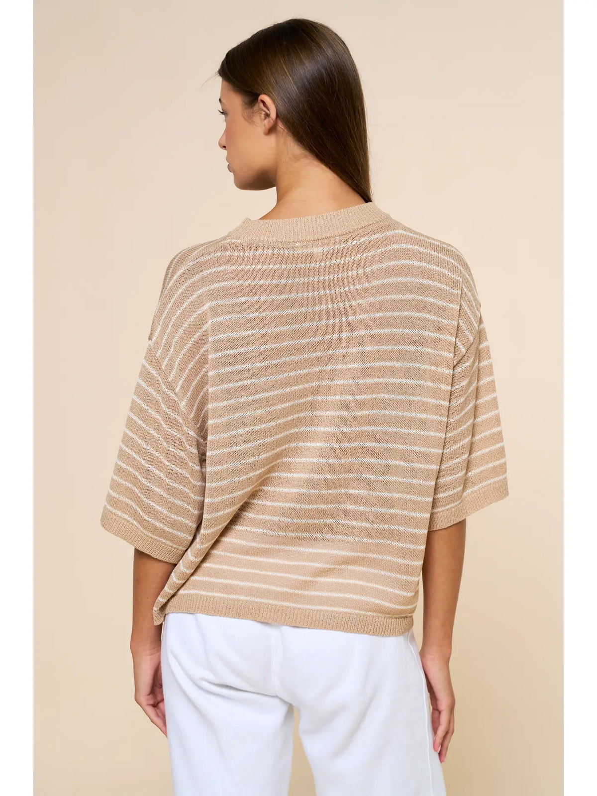 Sandy Stripe Knit Round Neck Top