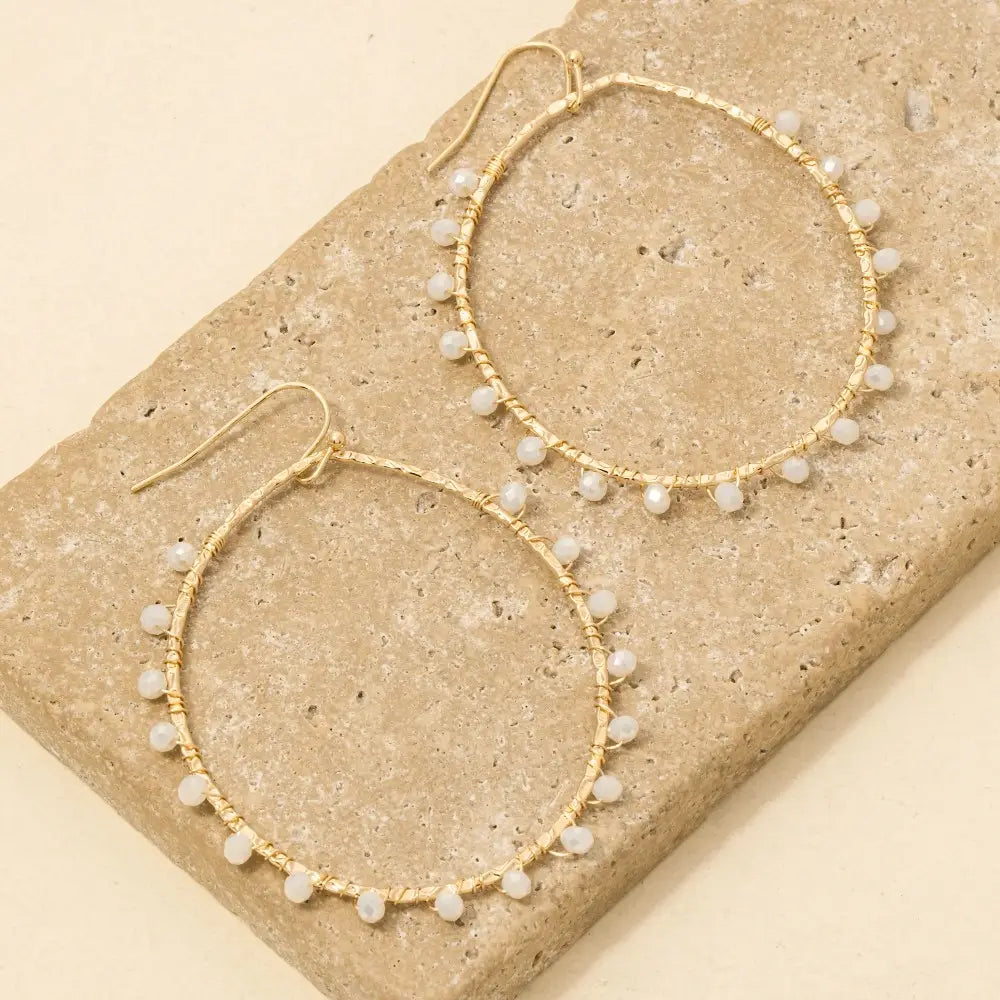 Glass Beaded Oval Dangle Earrings
