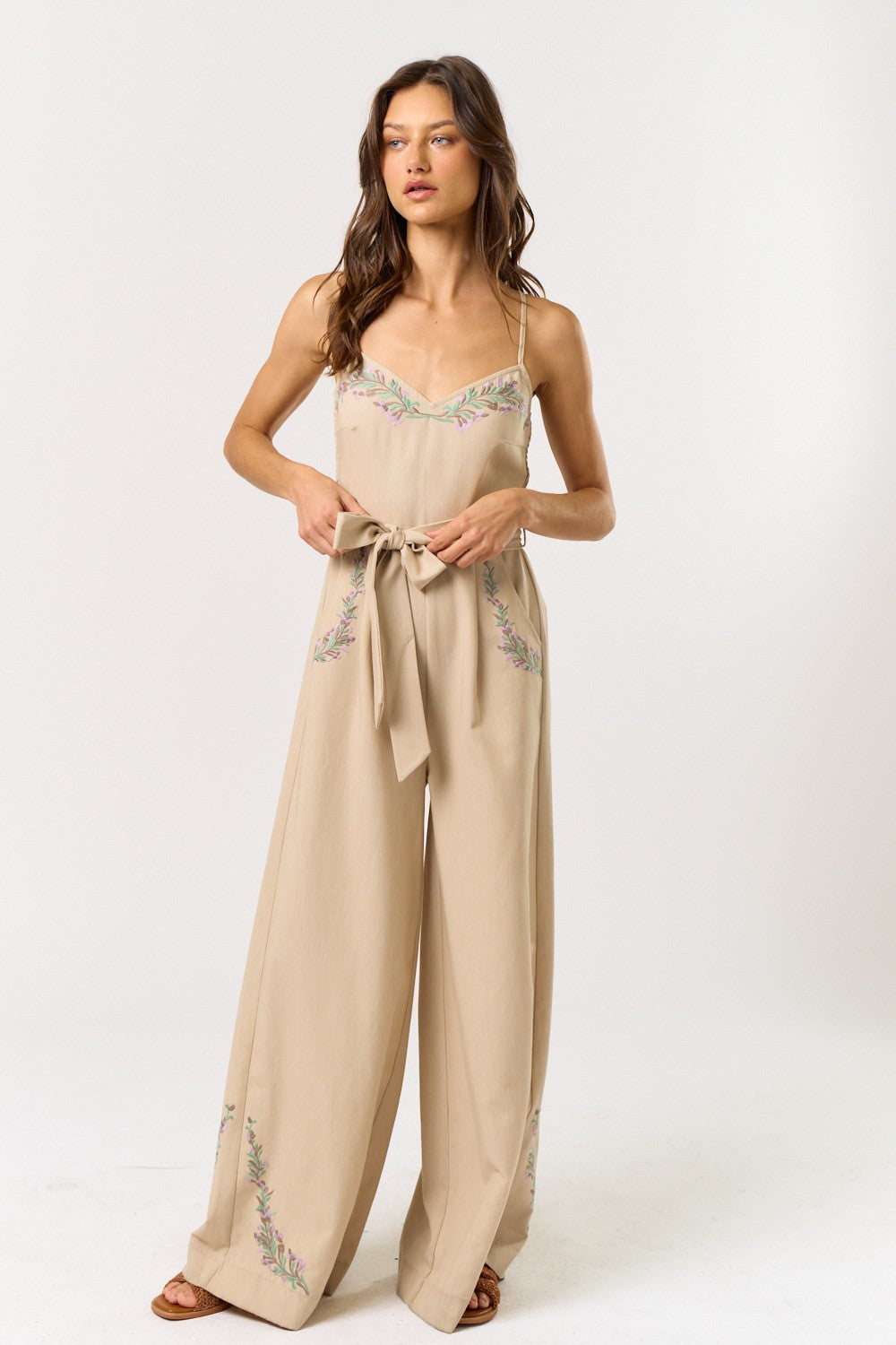 Capri Embroidered Floral Jumpsuit