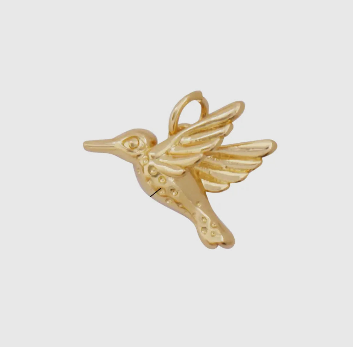 14k Gold Hummingbird Charm