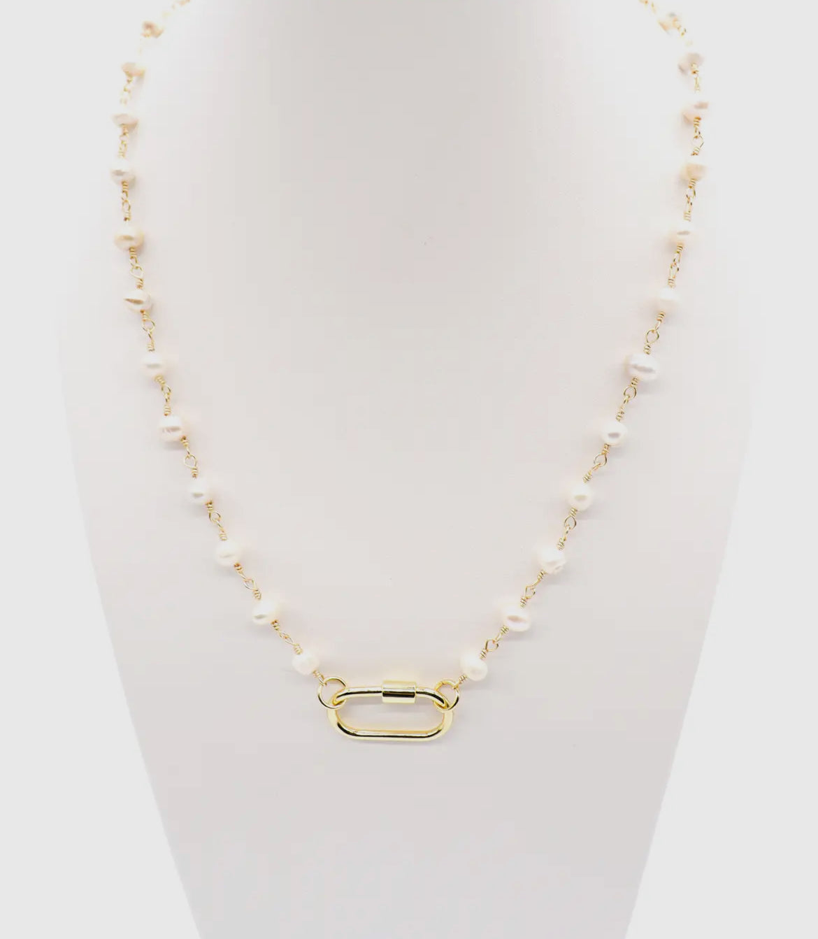 Gold Beth Charm Necklace with Piper Carabiner