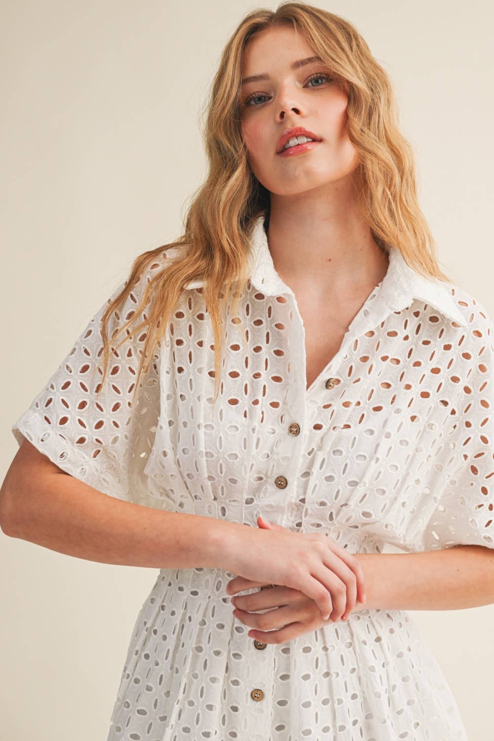 Cali Eyelet Shirt Dress