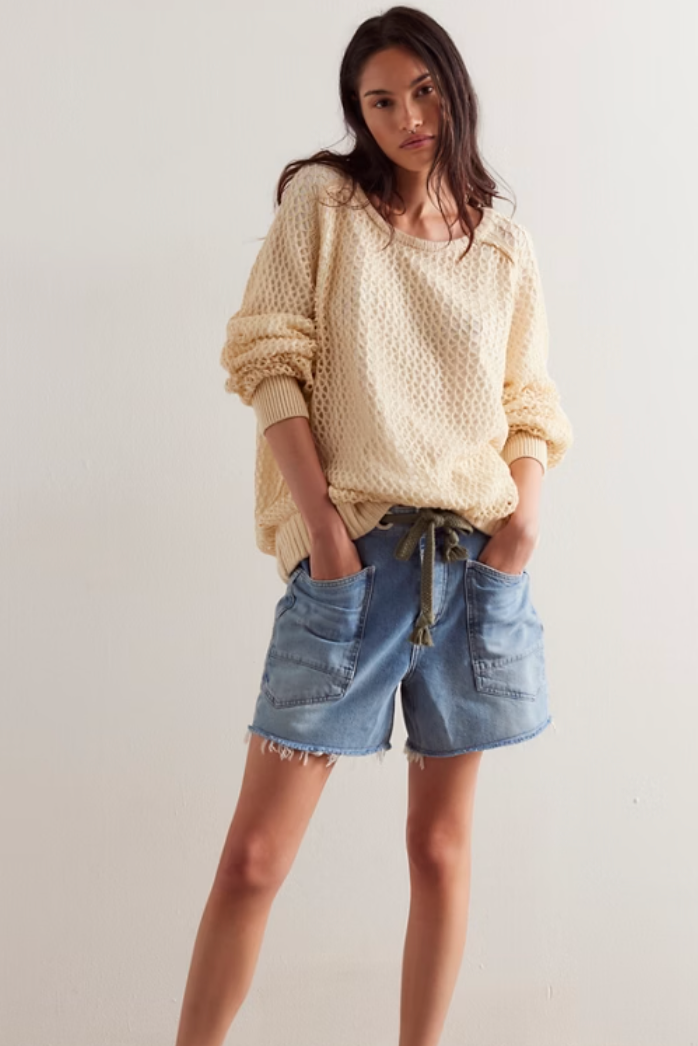 Elodie Belted Denim Shorts