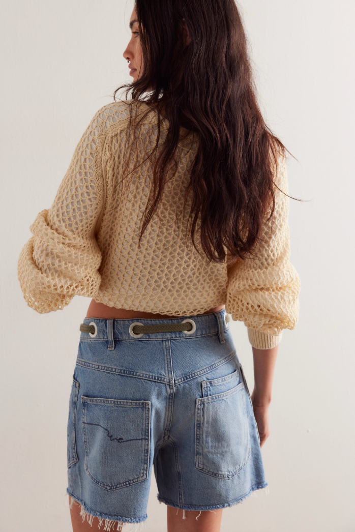 Elodie Belted Denim Shorts