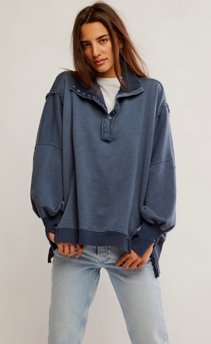 Madelyn Henley Quarter Button Up Sweatshirt