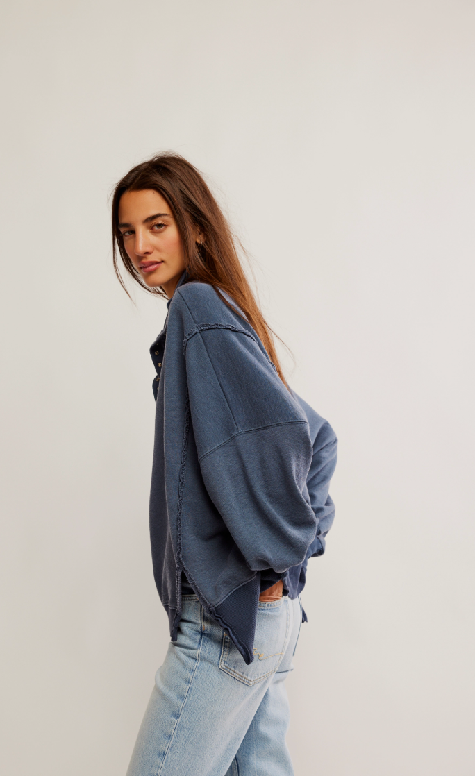 Madelyn Henley Quarter Button Up Sweatshirt