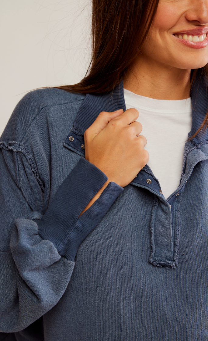 Madelyn Henley Quarter Button Up Sweatshirt