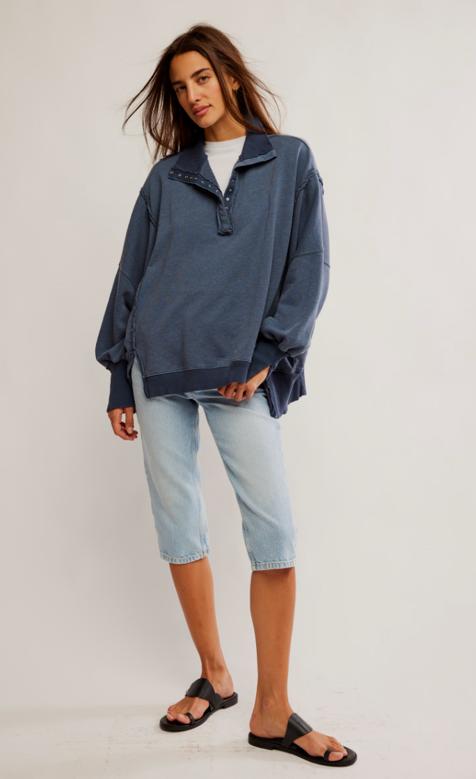 Madelyn Henley Quarter Button Up Sweatshirt