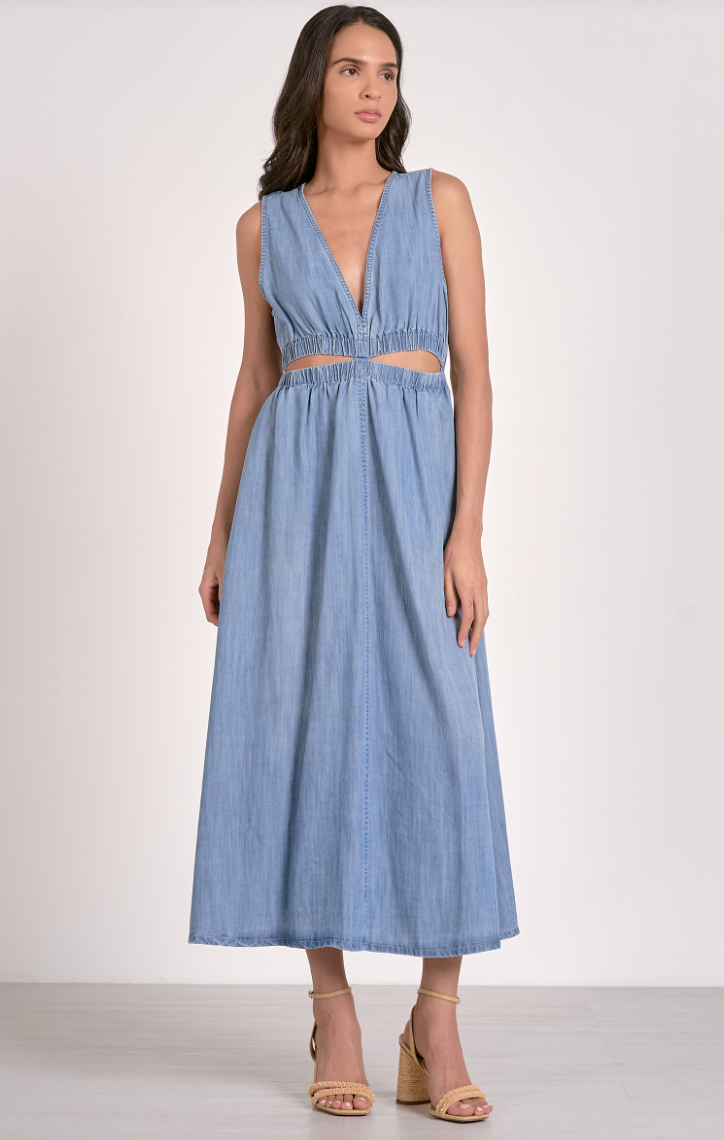 Bethany Denim Cutout Midi Dress