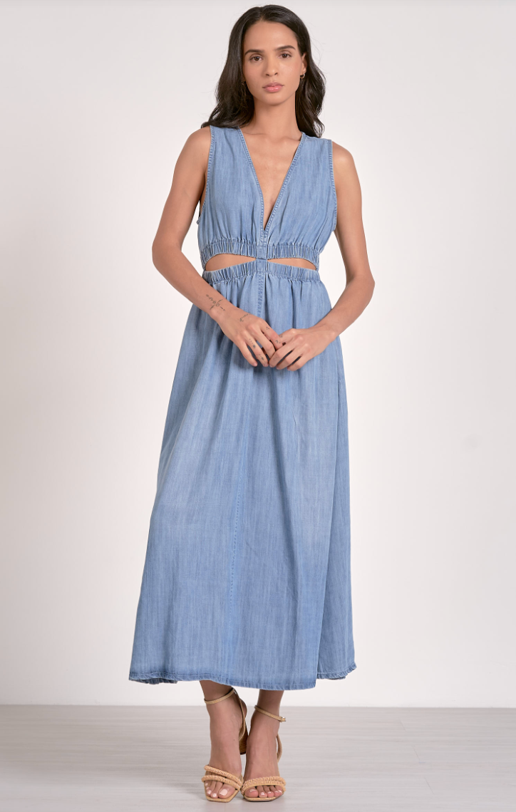 Bethany Denim Cutout Midi Dress