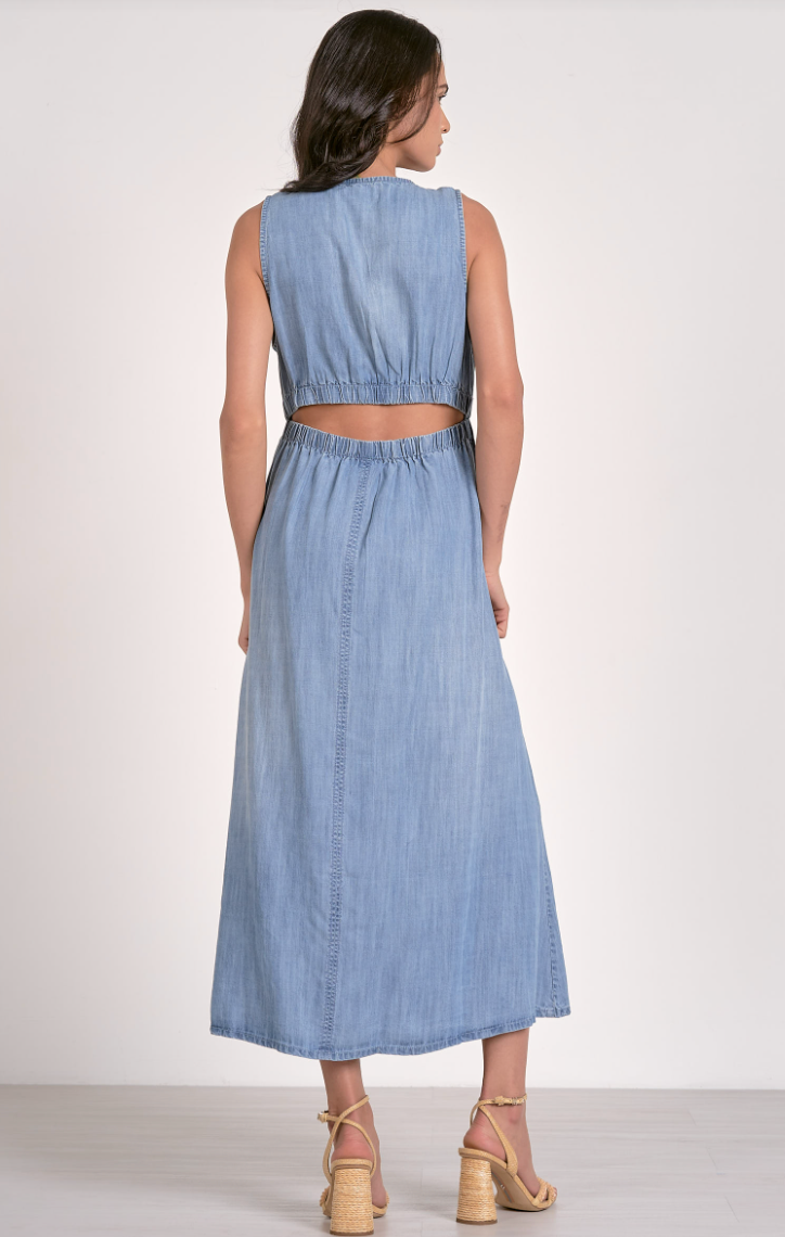 Bethany Denim Cutout Midi Dress