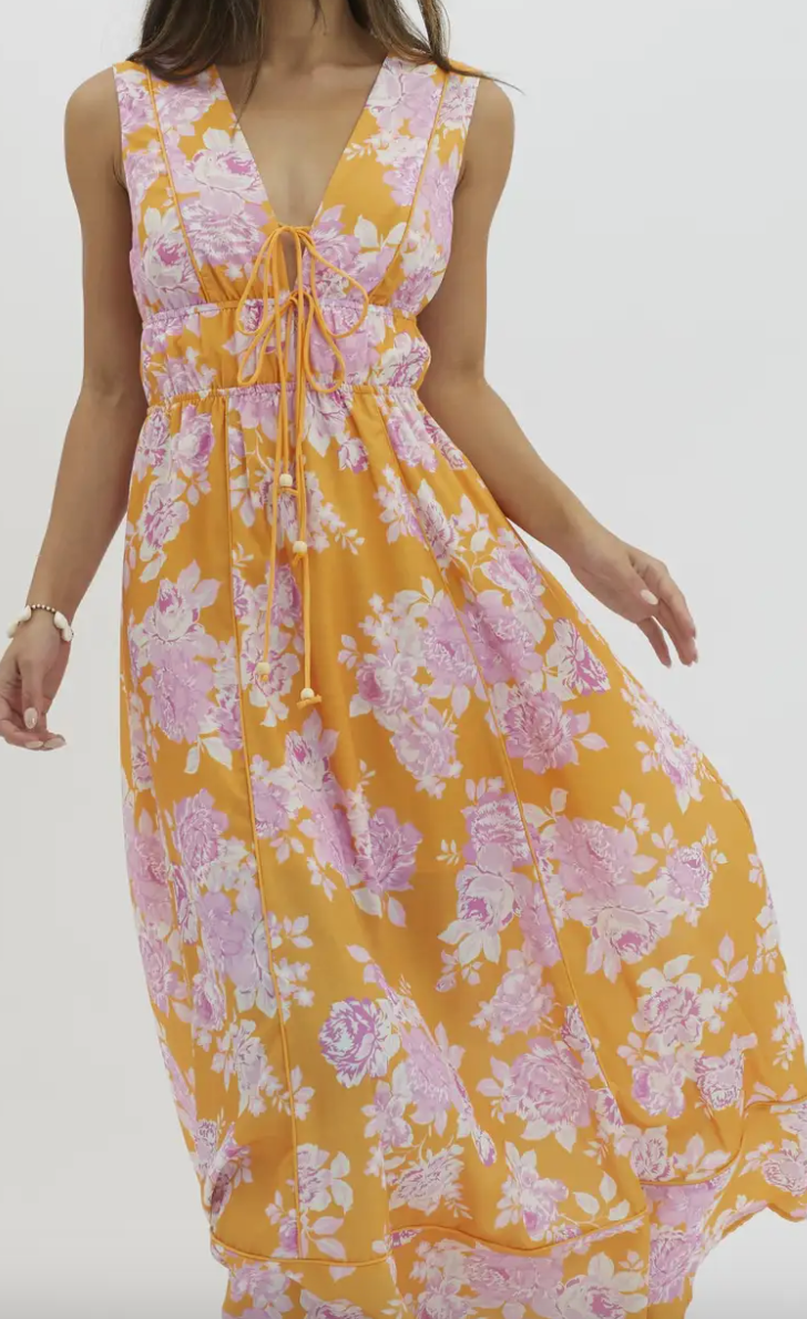 Cleo Floral V-Neck Maxi