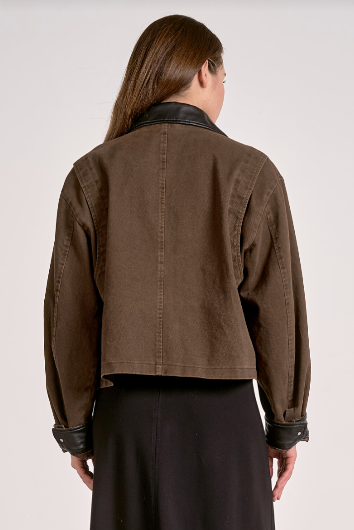 Edith Leather Trim Barn Jacket