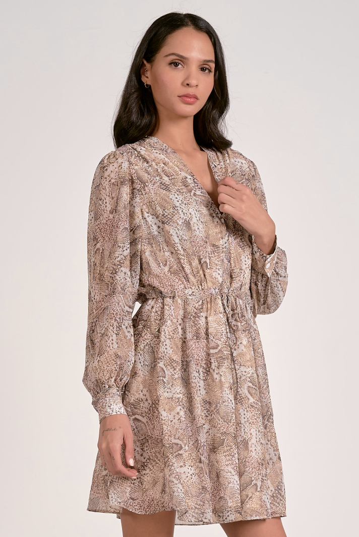 Hilarie Snake Print Woven Mini Dress