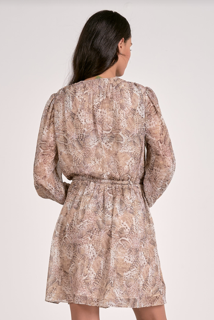 Hilarie Snake Print Woven Mini Dress