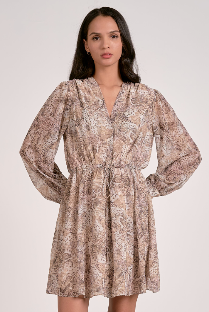Hilarie Snake Print Woven Mini Dress