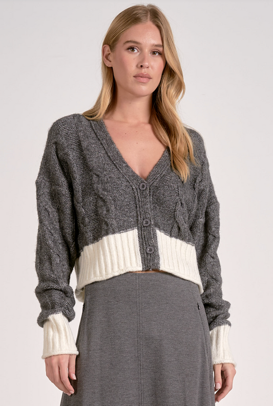 Orla Color Block Cable Knit Cardigan