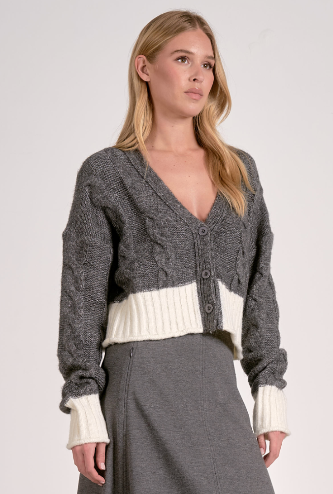 Orla Color Block Cable Knit Cardigan