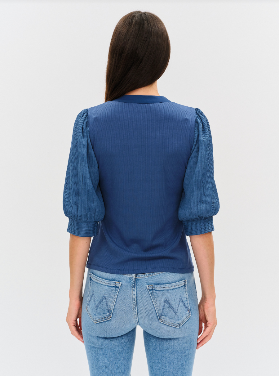 Marina Mixed Media Ribbed Top