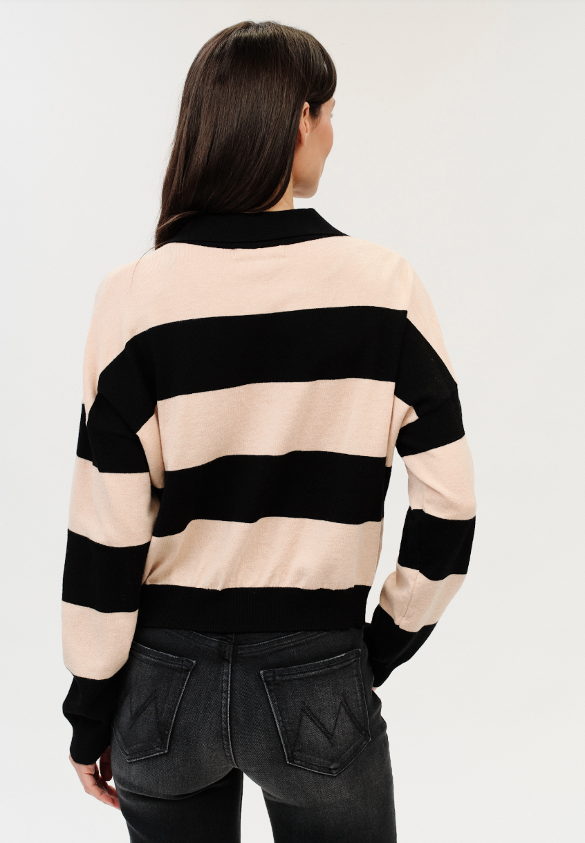 Kate Striped Collared LS Sweater