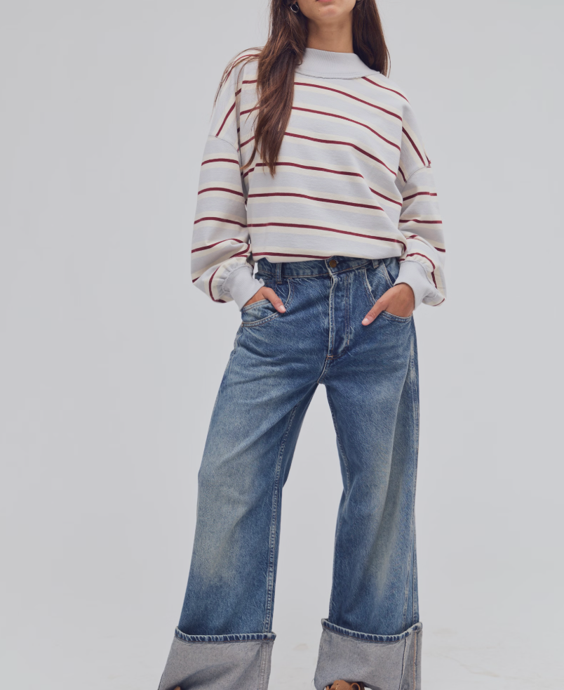 Palm Springs Striped Mockneck Pullover