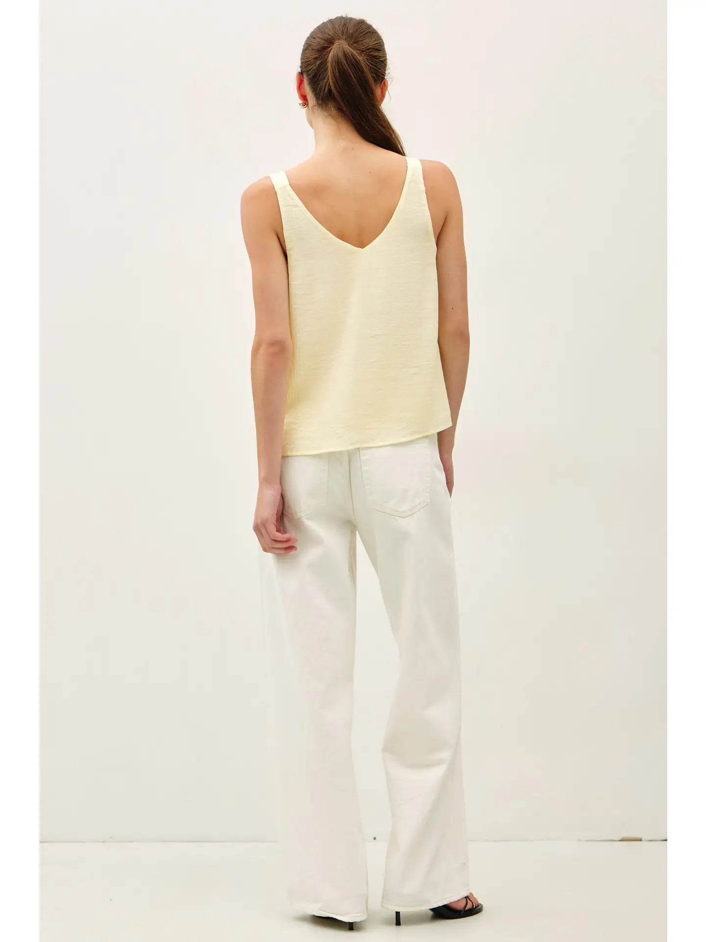 Claire Crinkled Chiffon Ruffle Tank Top