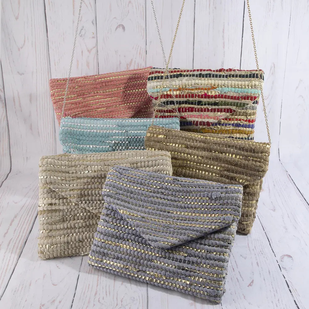 Woven Metallic Thread Envelope Clutch Bag