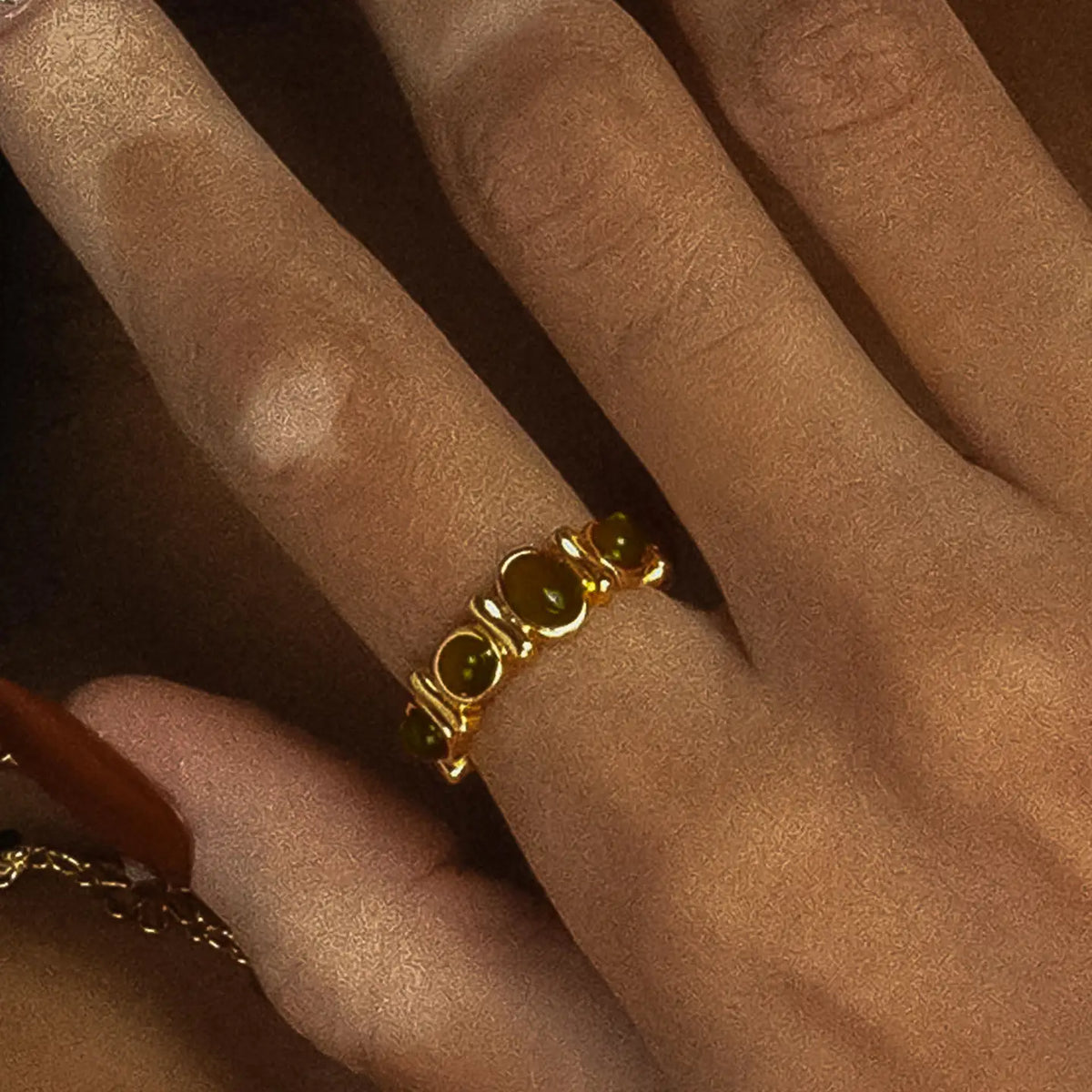 18K Gold Non-Tarnish Tiger Eye Ring
