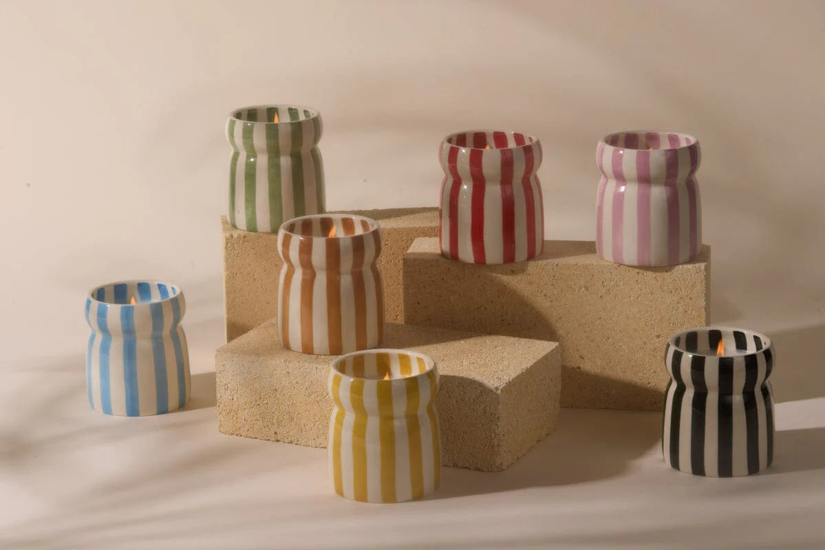 Cabana Striped Candle
