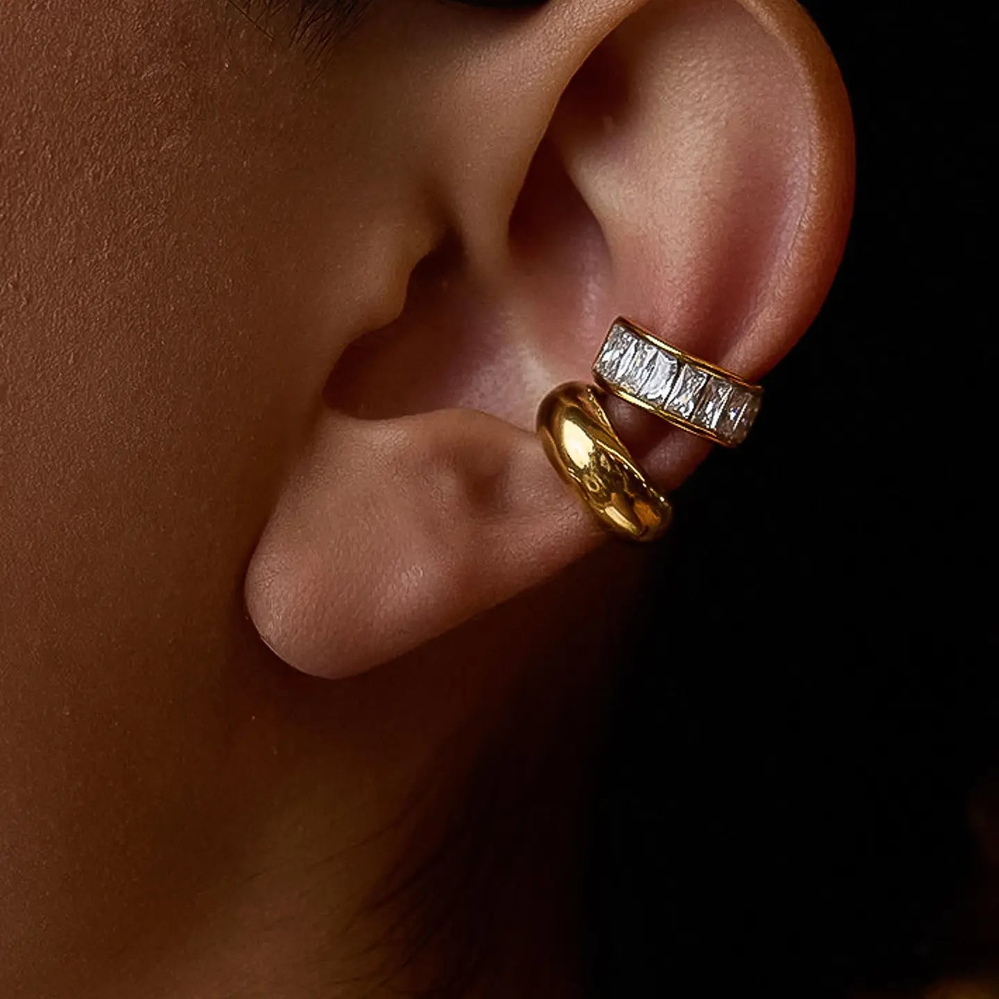 18K Gold Non-Tarnish Baguette Ear Cuff