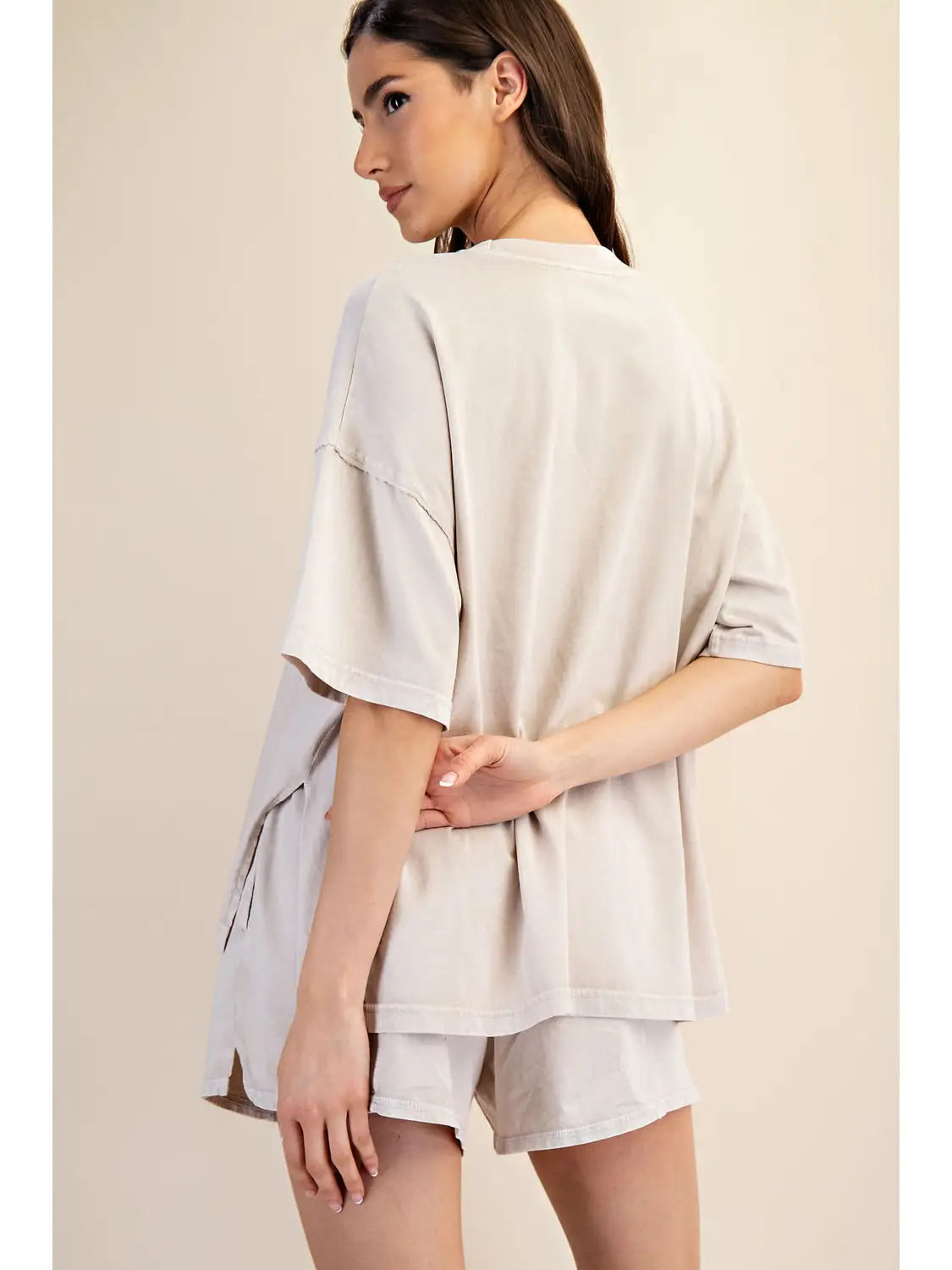 Amber Mineral Washed Side Slit Short Set