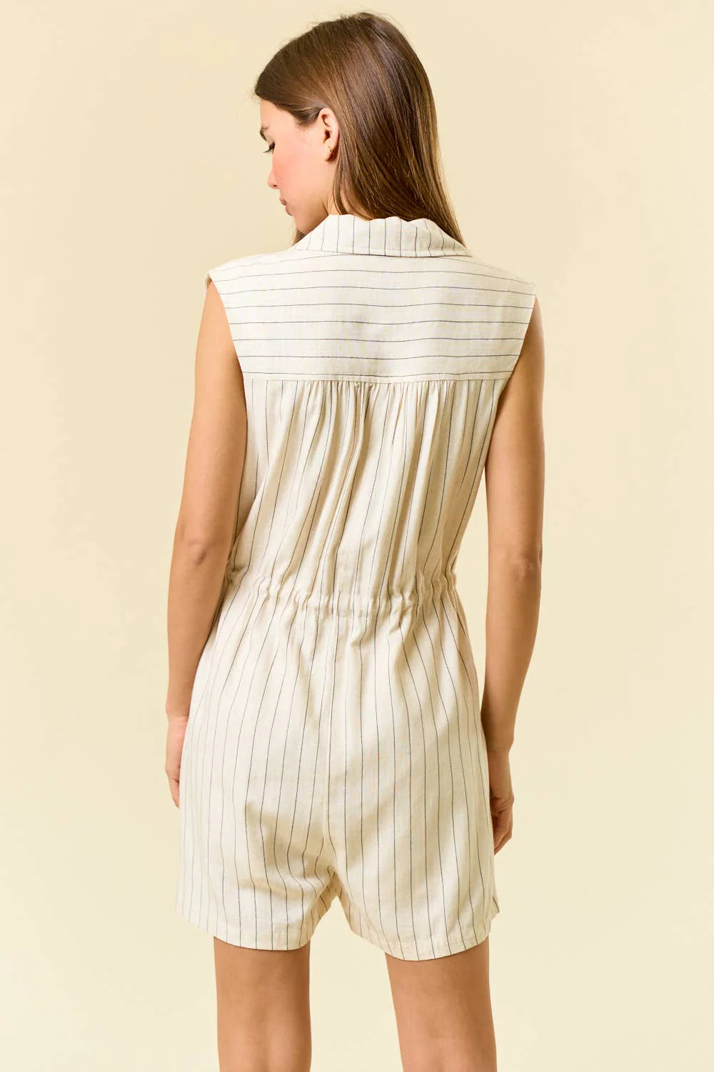 Adria Linen Striped Drawstring Romper
