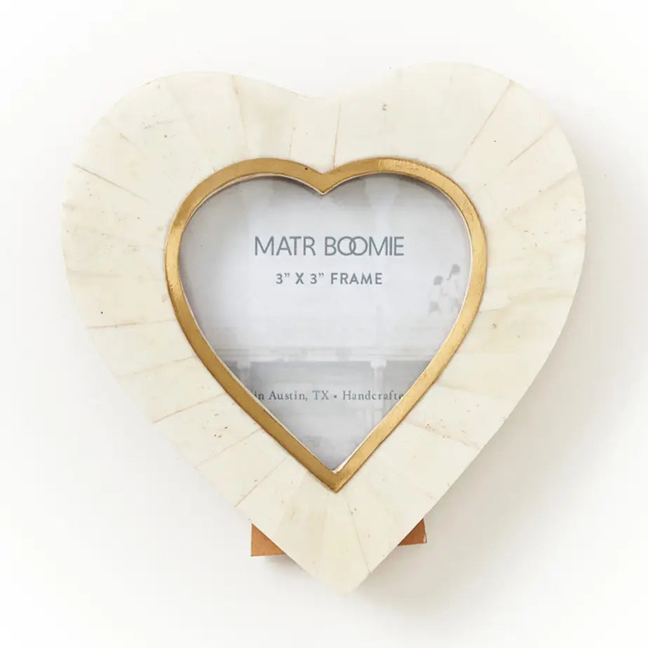 Heart 3x3 Cream Bone Tile Picture Frame