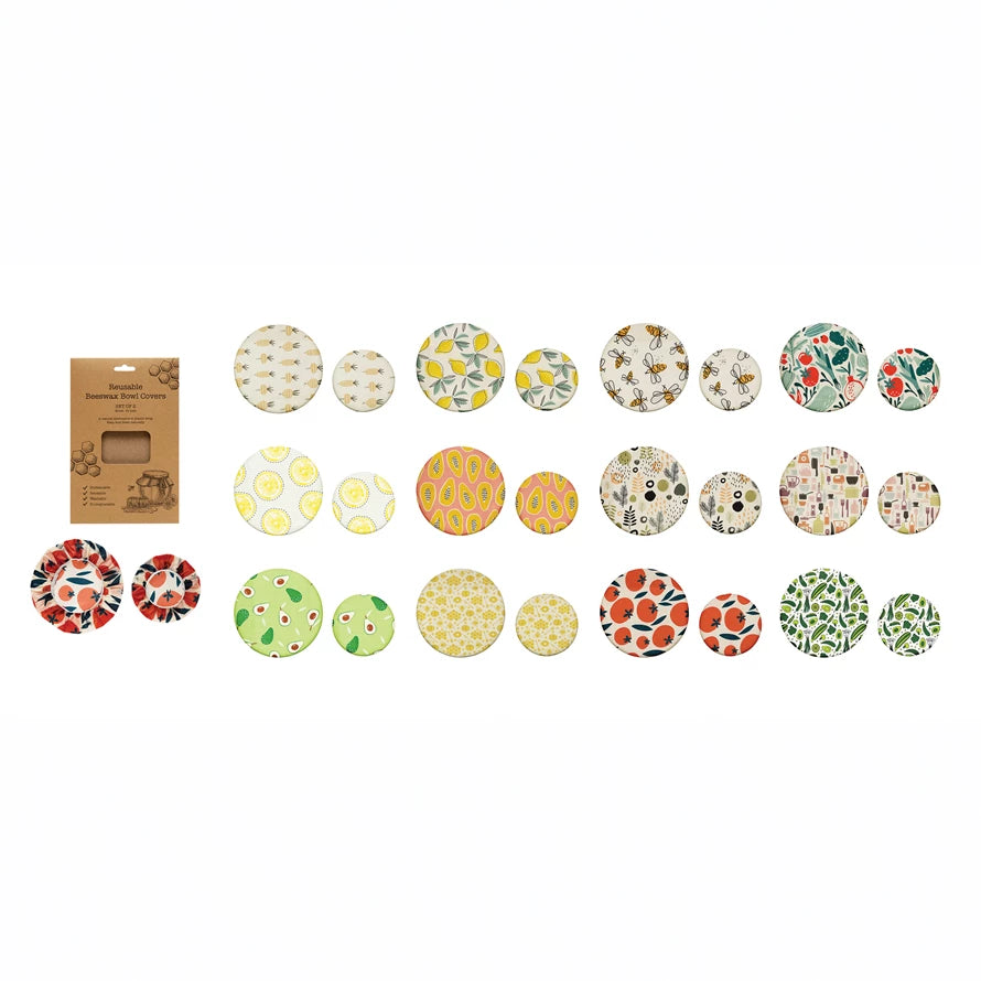 Reusable Fabric Beeswax Food Covers with Prints