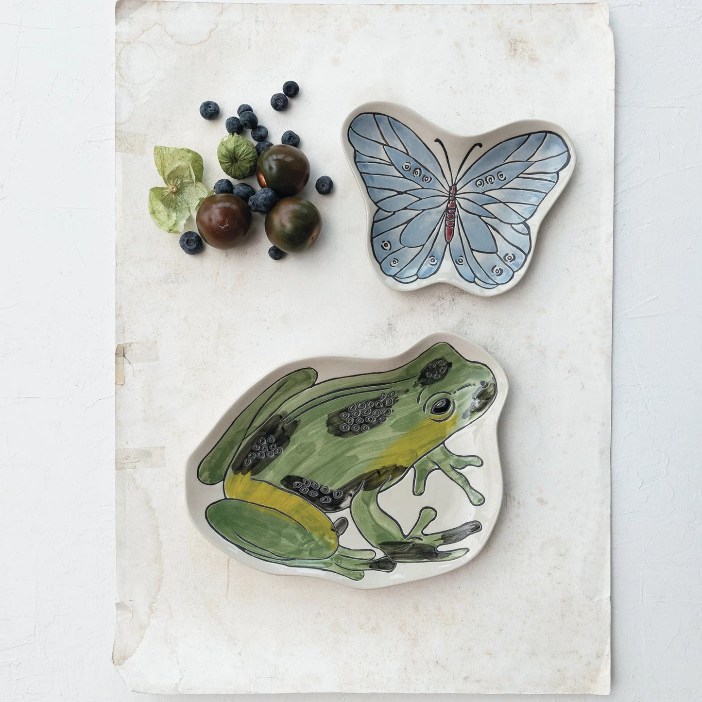 Hand Painted Butterfly Stoneware Dish