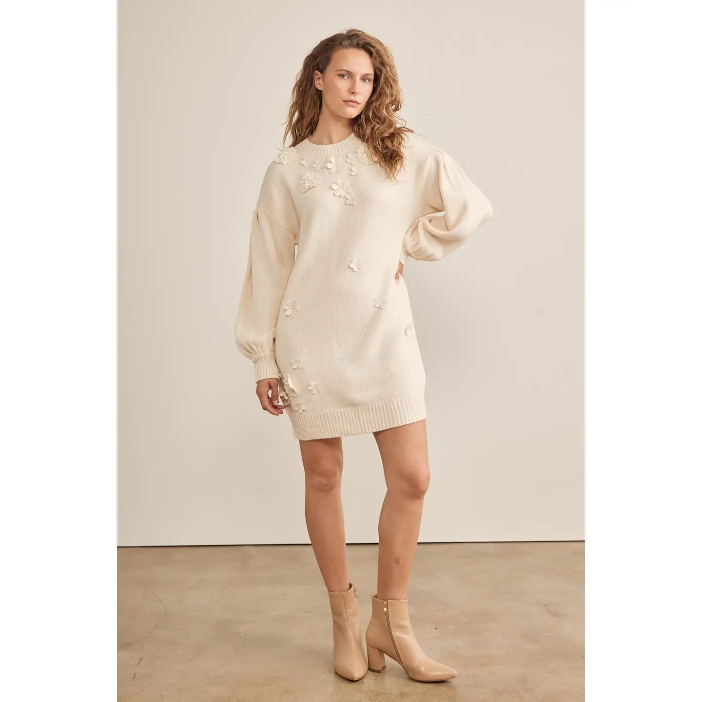 Georgia Floral Applique Sweater Dress