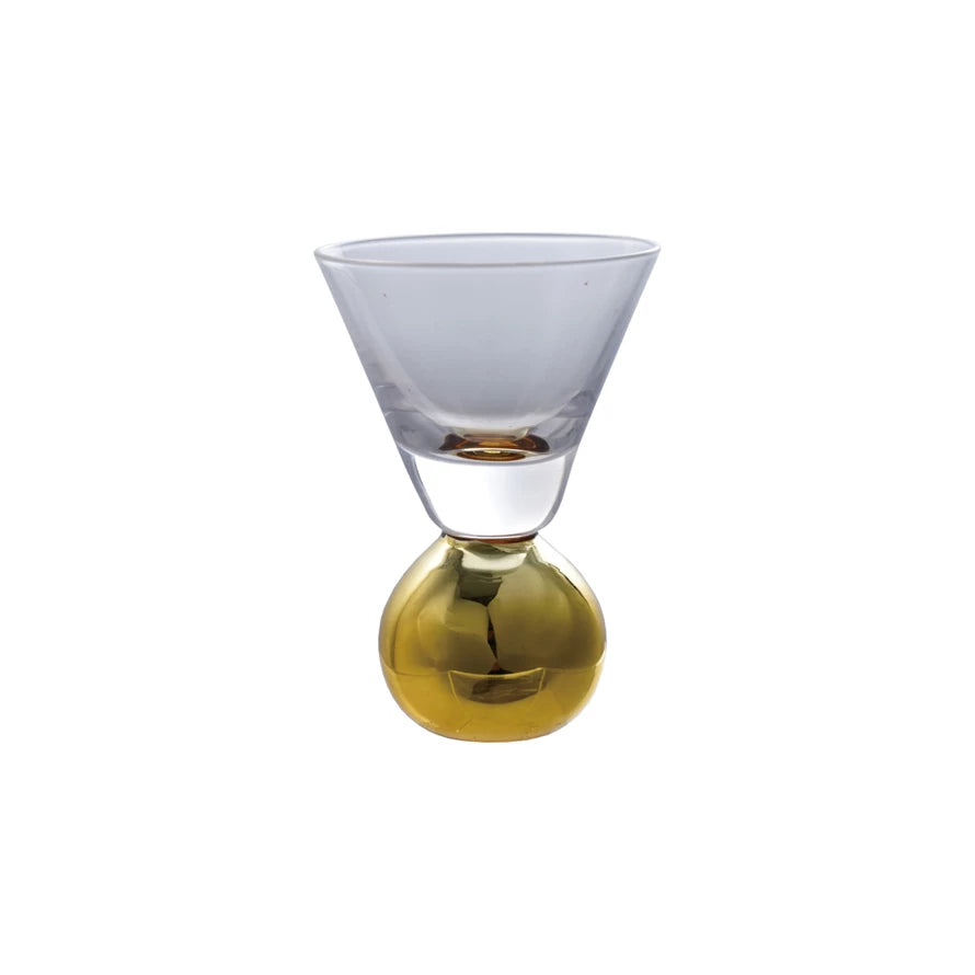 1 oz. Shot Glass w/ Gold Electroplated Ball Stem