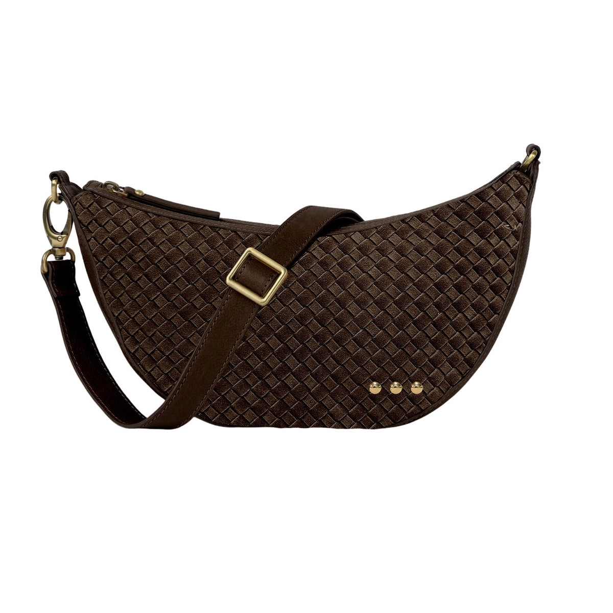 Structured Suede Woven Crossbody